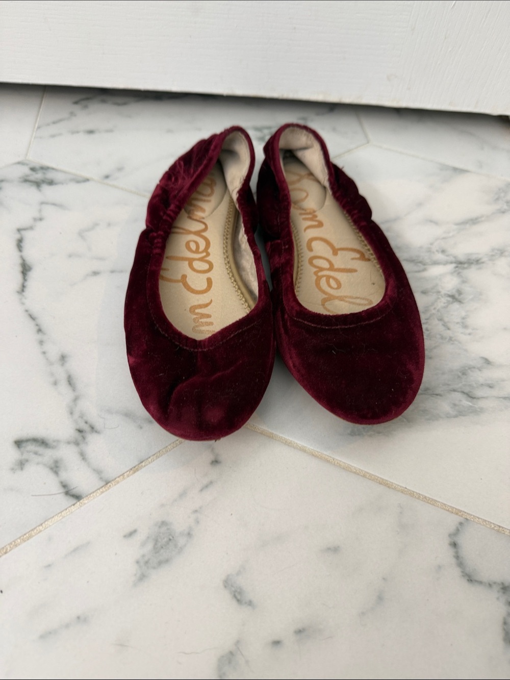 Sam Edelman red Velvet Slip-On Ballet Flats
